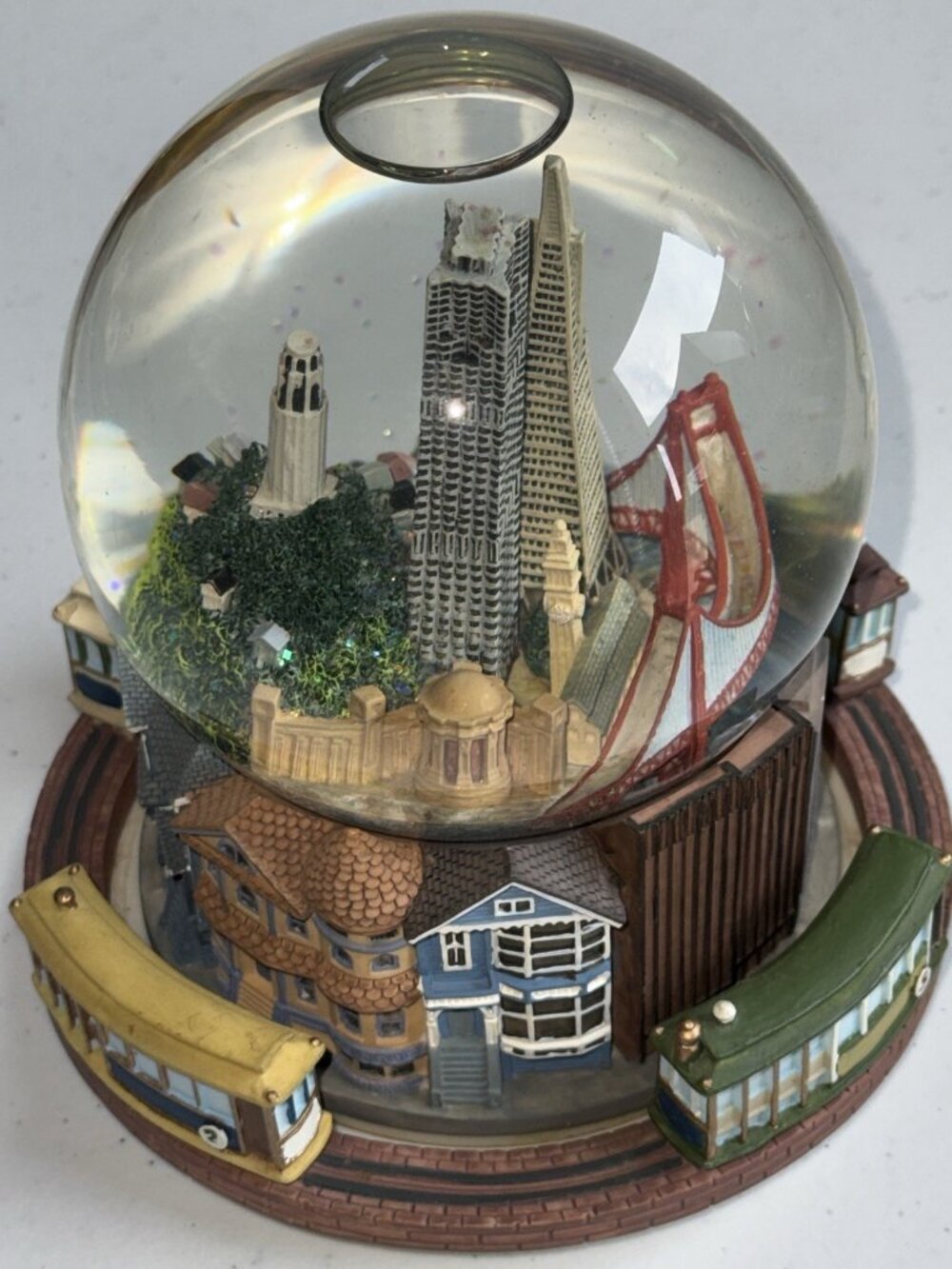 Snow Globe Music Box San Francisco CA Three Jays Imports JJJ Trolley Golden Gate
